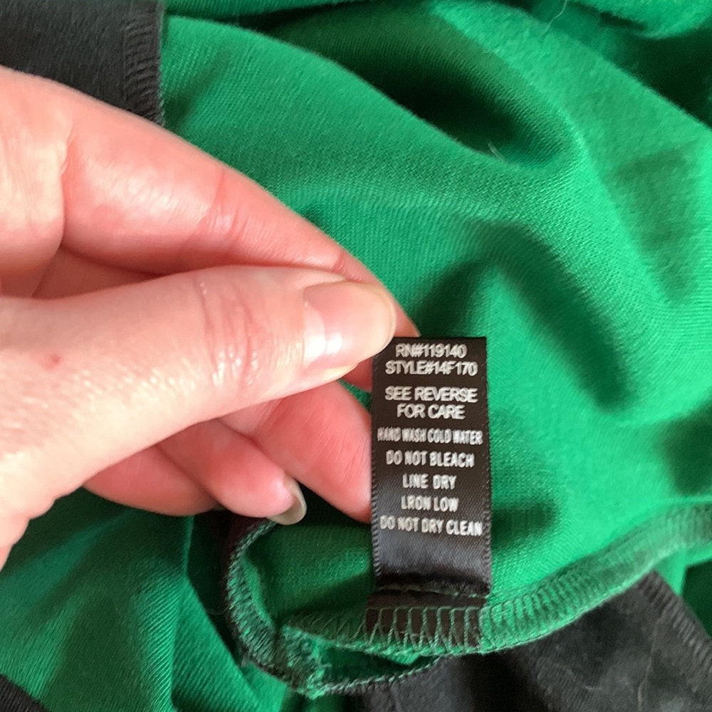 Double Zero black & Kelly green colorblock dress L - Picture 6 of 9